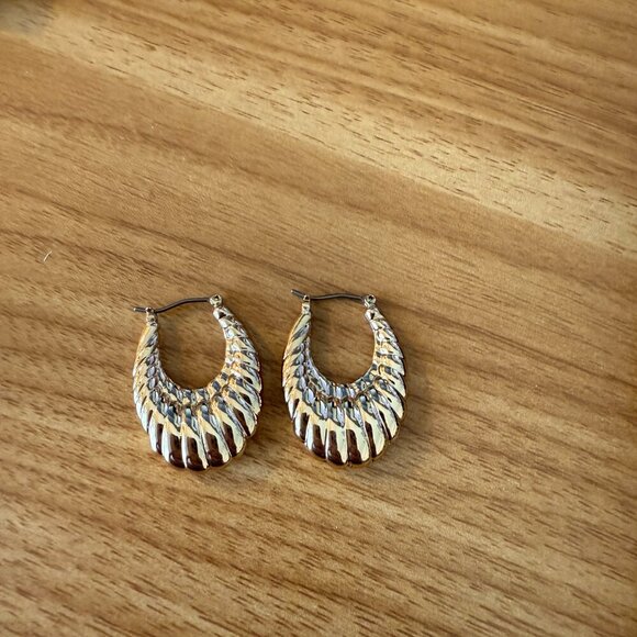 J. Crew Gold textured hoop earrings - Picture 2 of 2